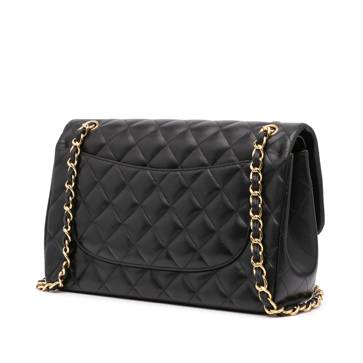 Second hand Chanel Classic Double Flap Jumbo Matelassè Lambskin Leather Flap Handbag Black - Tabita Bags