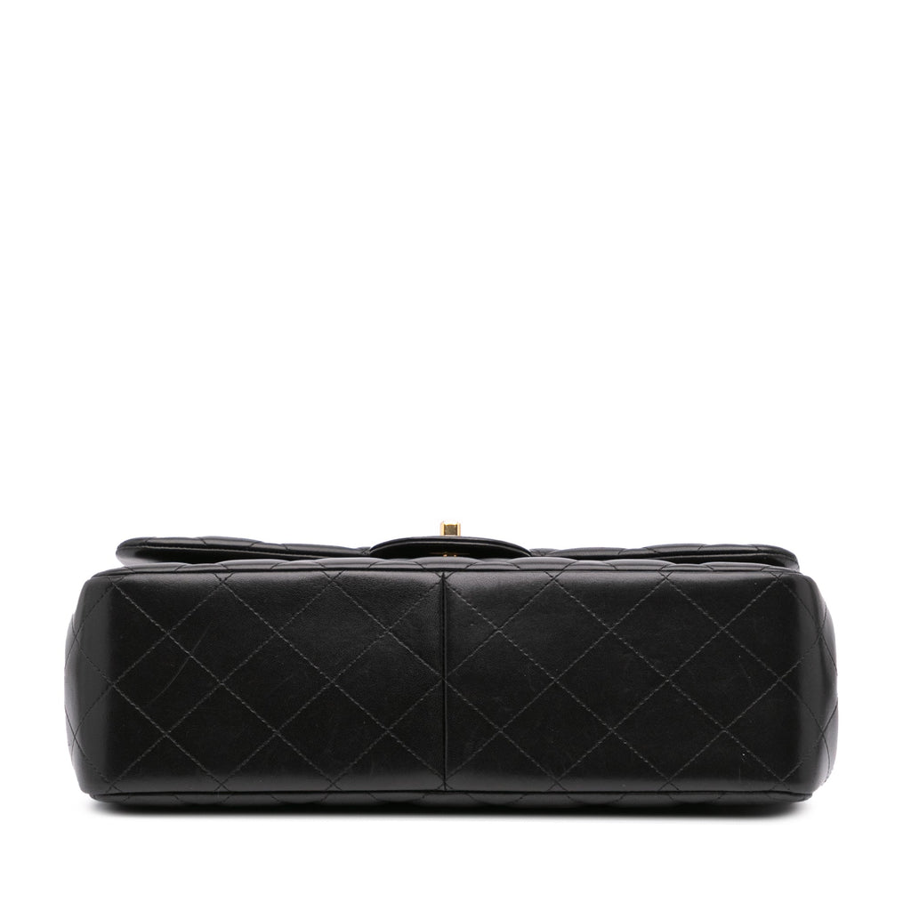 Second hand Chanel Classic Double Flap Jumbo Matelassè Lambskin Leather Flap Handbag Black - Tabita Bags