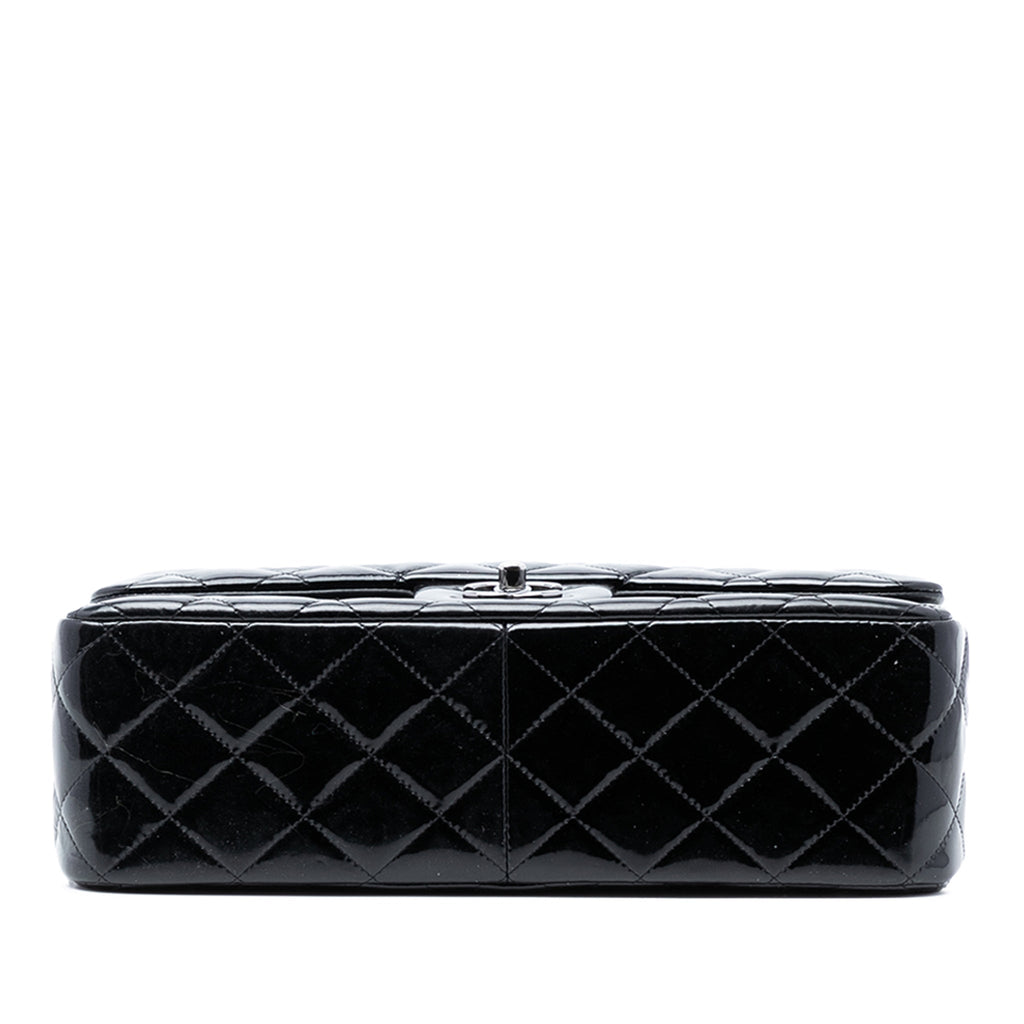 Second hand Chanel Classic Double Flap Jumbo Patent Leather Matelassè Handbag Black - Tabita Bags
