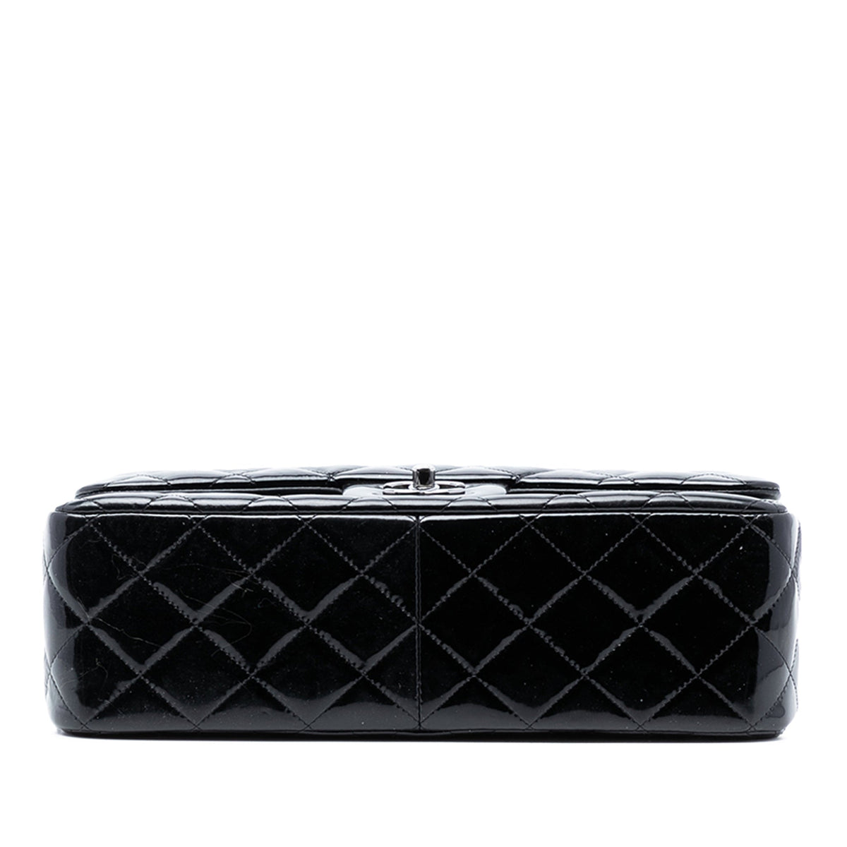 Second hand Chanel Classic Double Flap Jumbo Patent Leather Matelassè Handbag Black - Tabita Bags