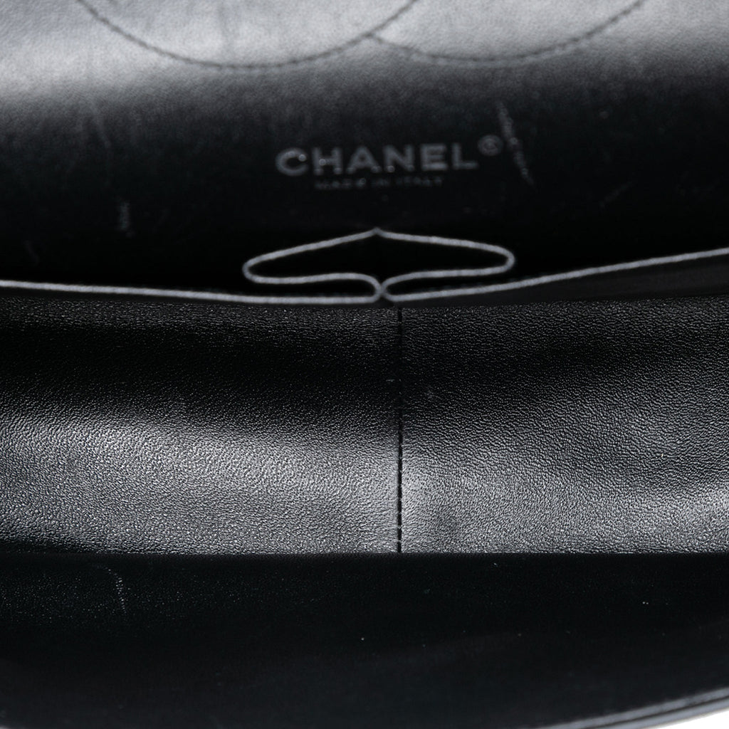 Second hand Chanel Classic Double Flap Jumbo Patent Leather Matelassè Handbag Black - Tabita Bags