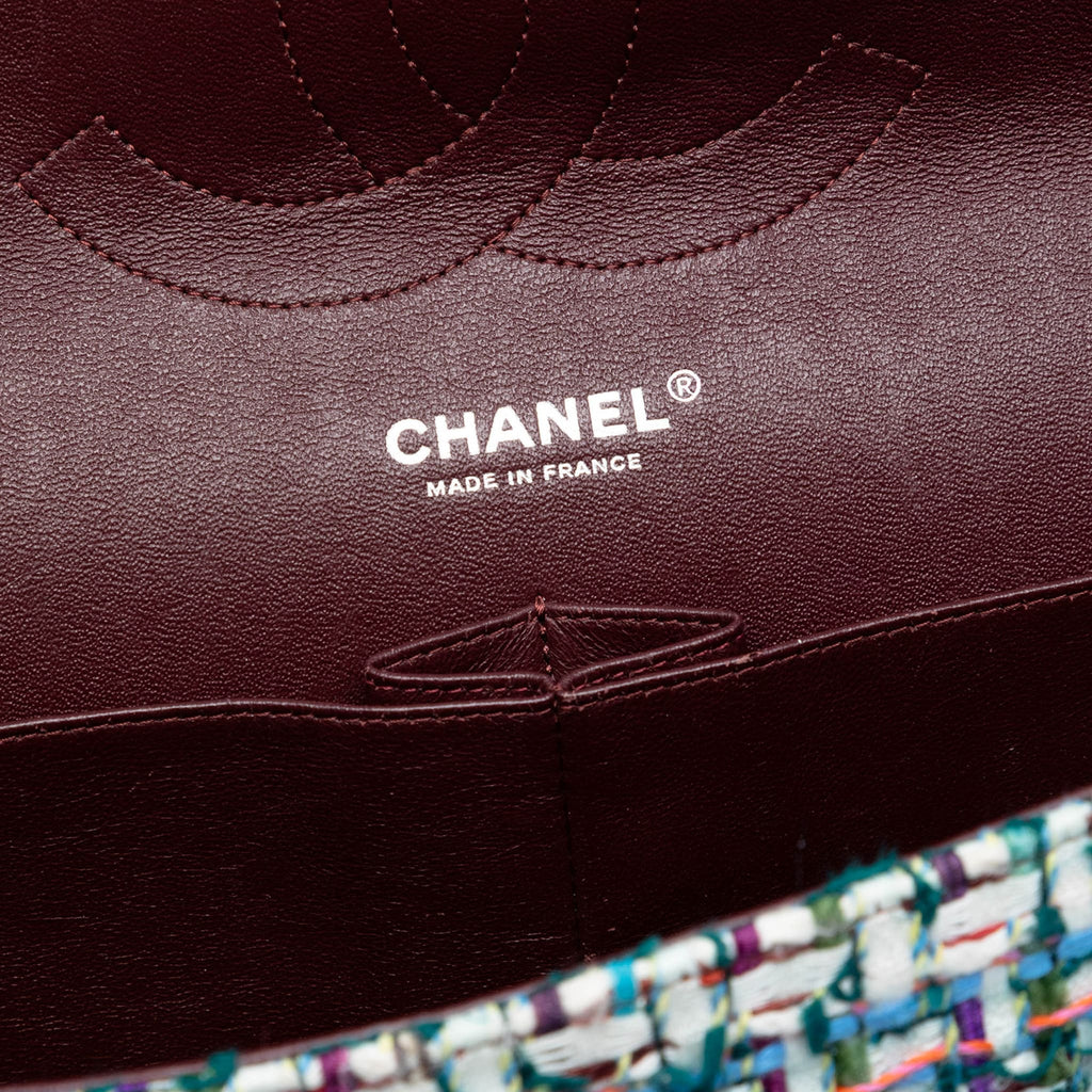 Second hand Chanel Classic Double Flap Jumbo Tweed Handbag Multicolor - Tabita Bags