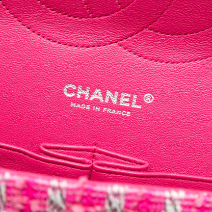 Second hand Chanel Classic Double Flap Jumbo Tweed Handbag Pink - Tabita Bags