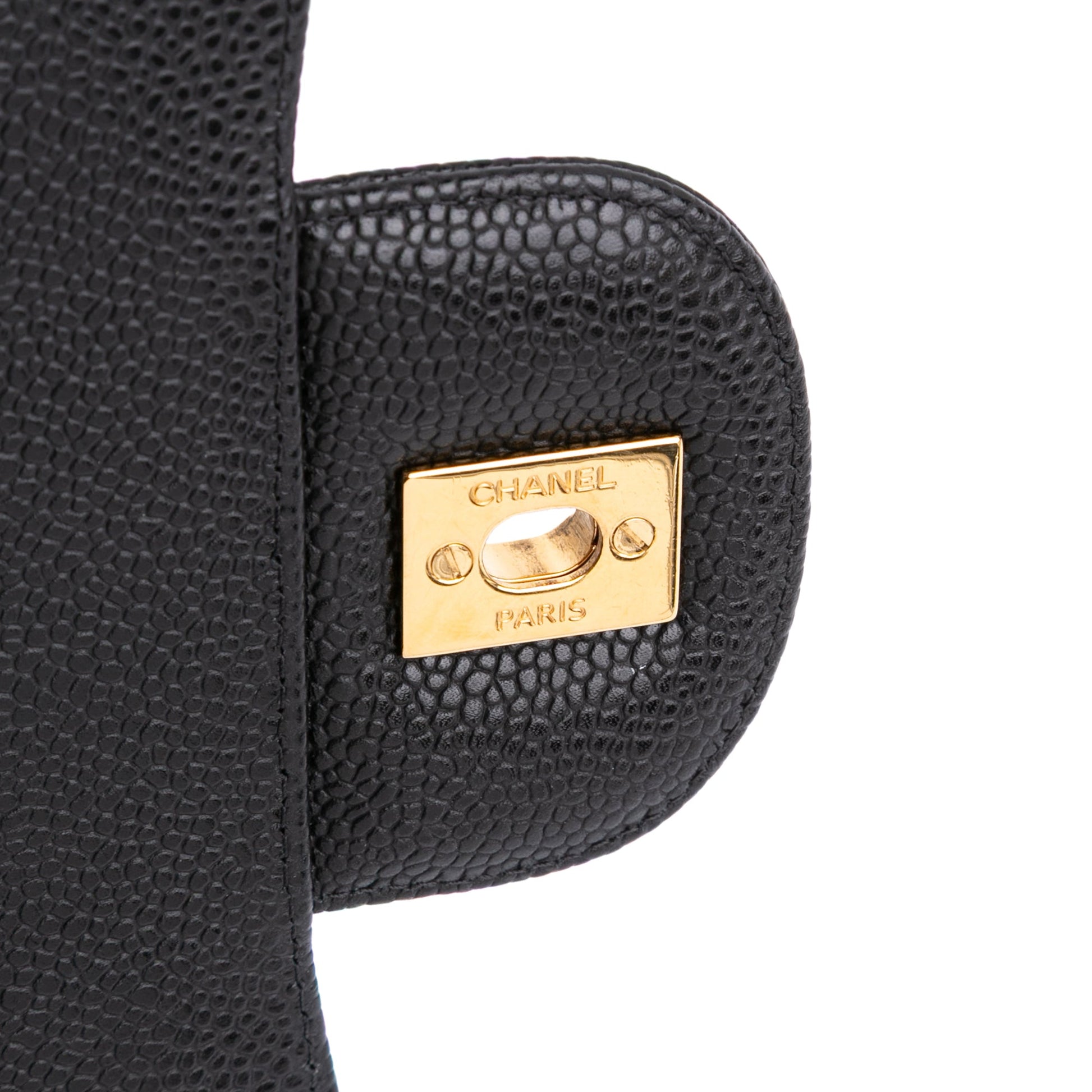 Second hand Chanel Classic Double Flap Maxi Caviar Leather Quilted Shoulder Bag Black - Tabita Bags