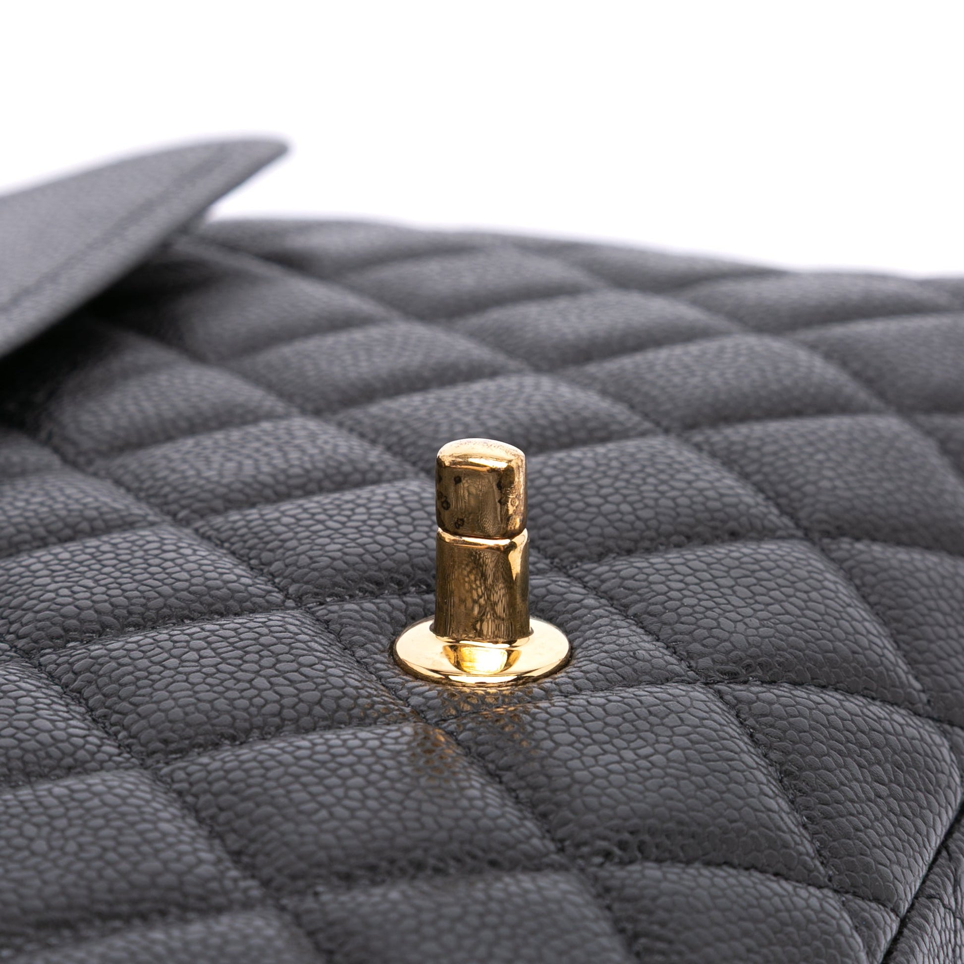 Second hand Chanel Classic Double Flap Maxi Caviar Leather Quilted Shoulder Bag Black - Tabita Bags