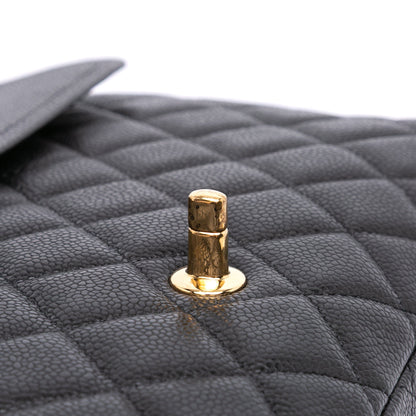 Second hand Chanel Classic Double Flap Maxi Caviar Leather Quilted Shoulder Bag Black - Tabita Bags