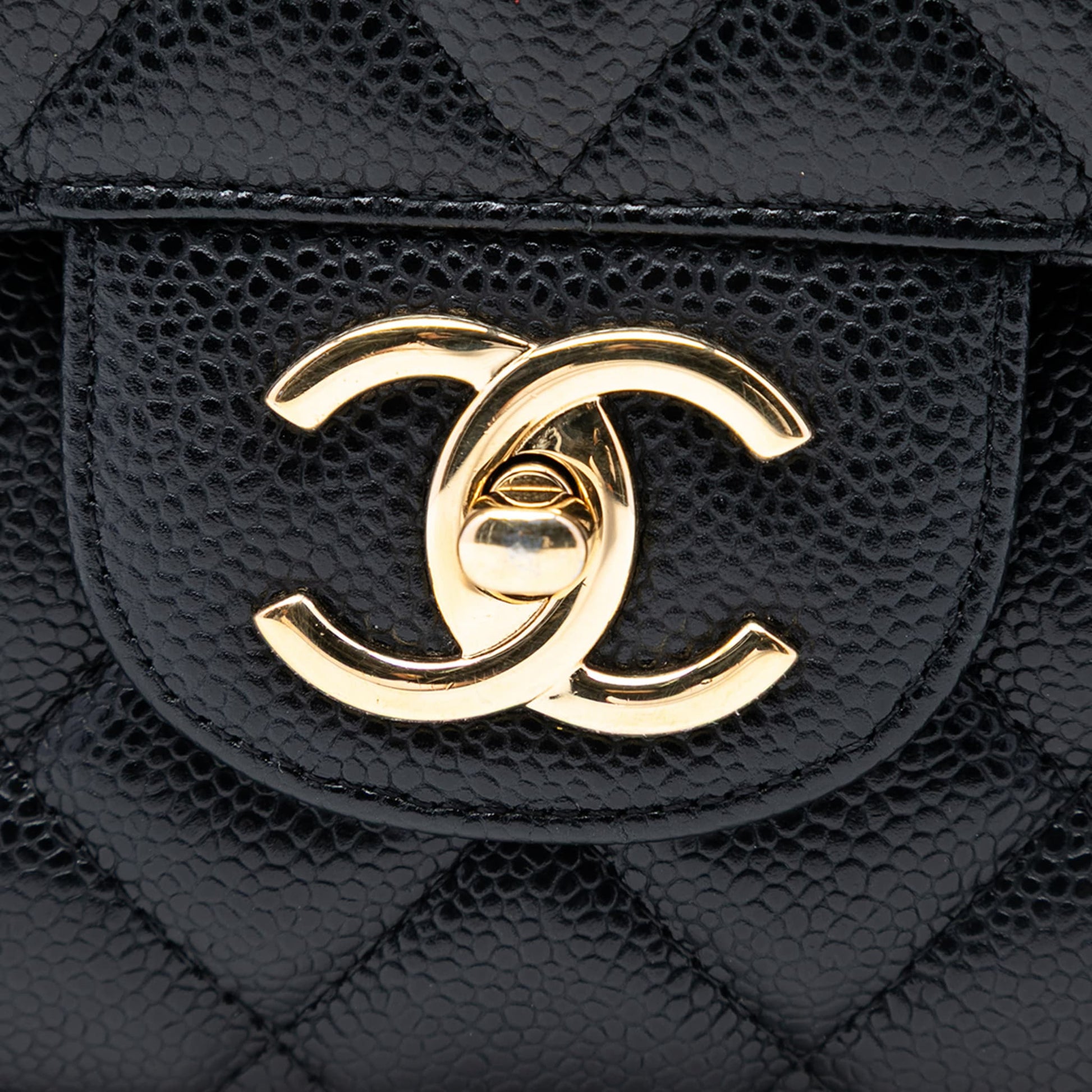Second hand Chanel Classic Double Flap Maxi Caviar Leather Quilted Shoulder Bag Black - Tabita Bags