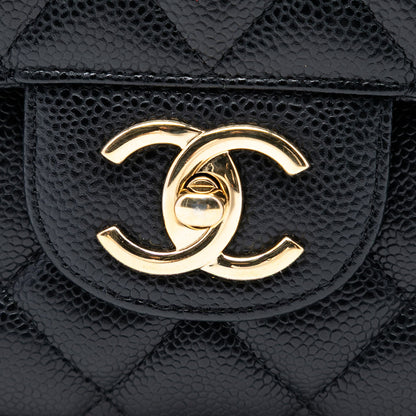 Second hand Chanel Classic Double Flap Maxi Caviar Leather Quilted Shoulder Bag Black - Tabita Bags
