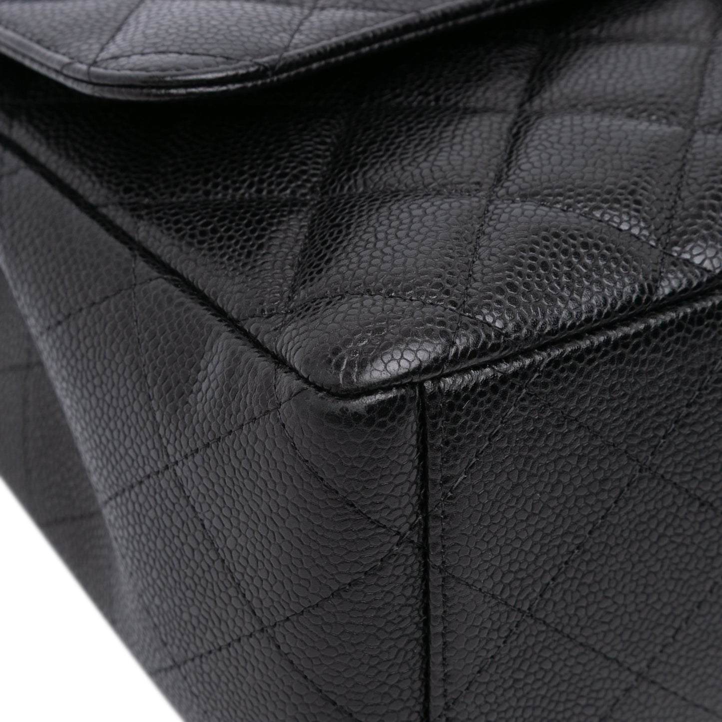 Second hand Chanel Classic Double Flap Maxi Caviar Leather Quilted Shoulder Bag Black - Tabita Bags