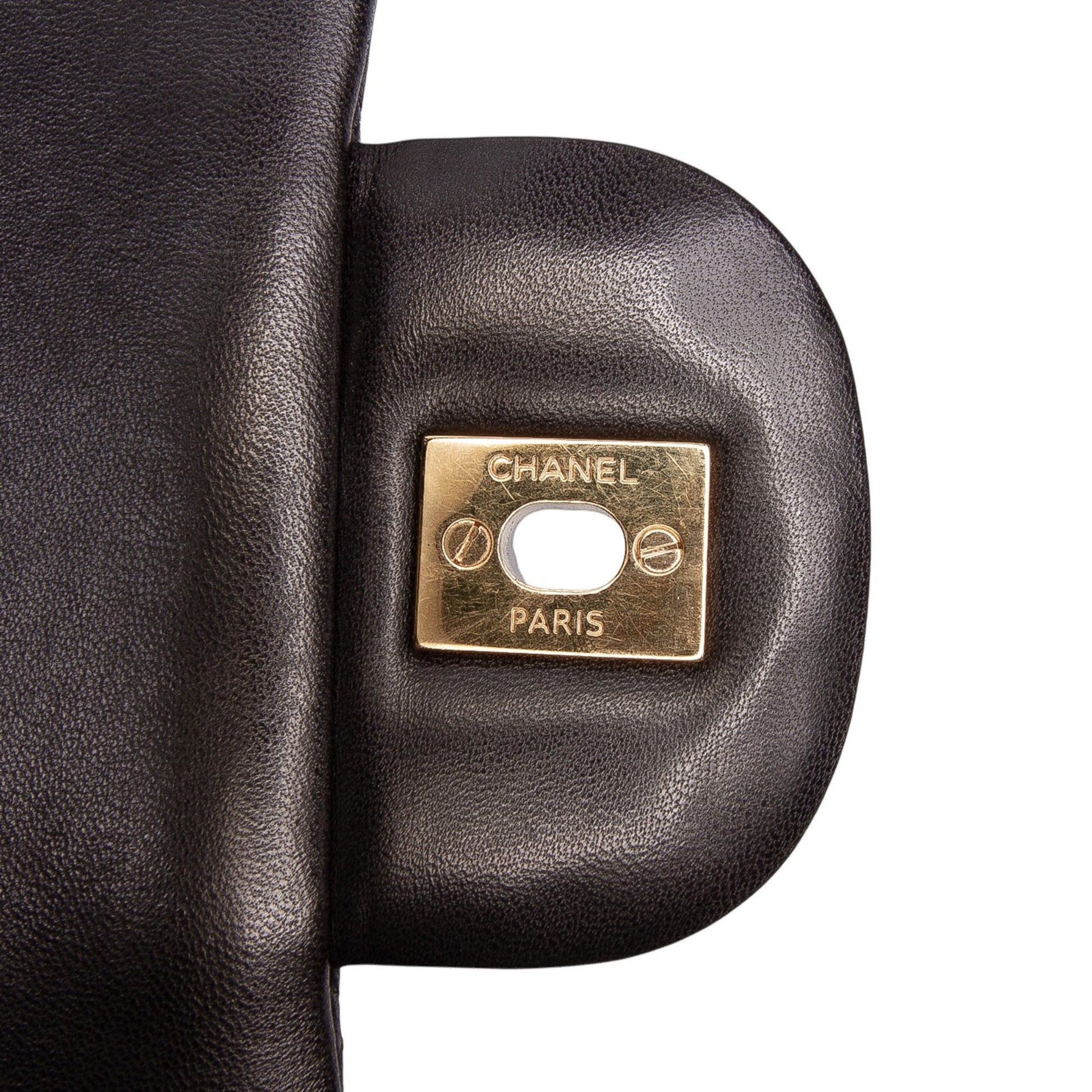 Second hand Chanel Classic Double Flap Maxi Lambskin Leather Chevron Shoulder Bag Black - Tabita Bags