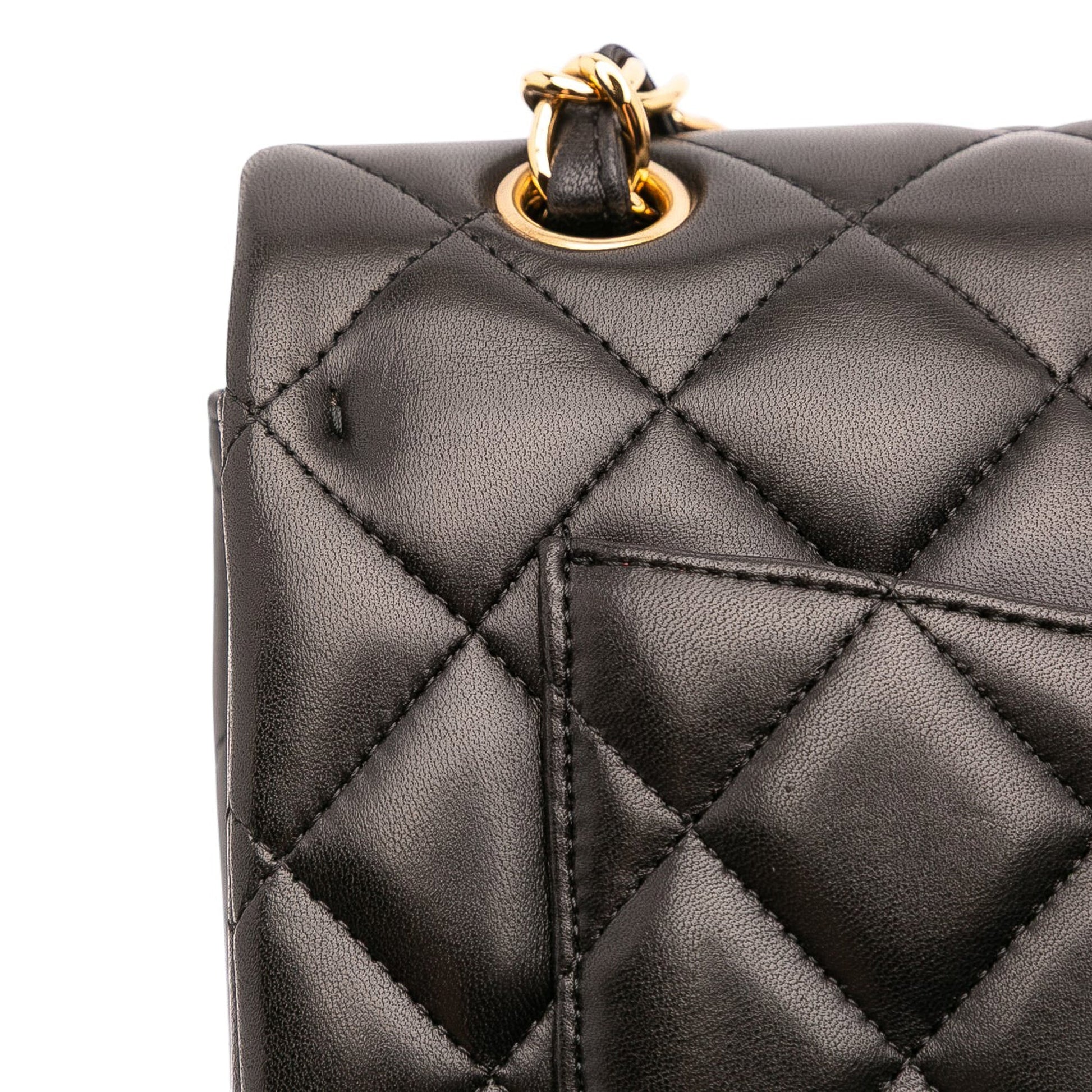 Second hand Chanel Classic Double Flap Maxi Lambskin Leather Chevron Shoulder Bag Black - Tabita Bags