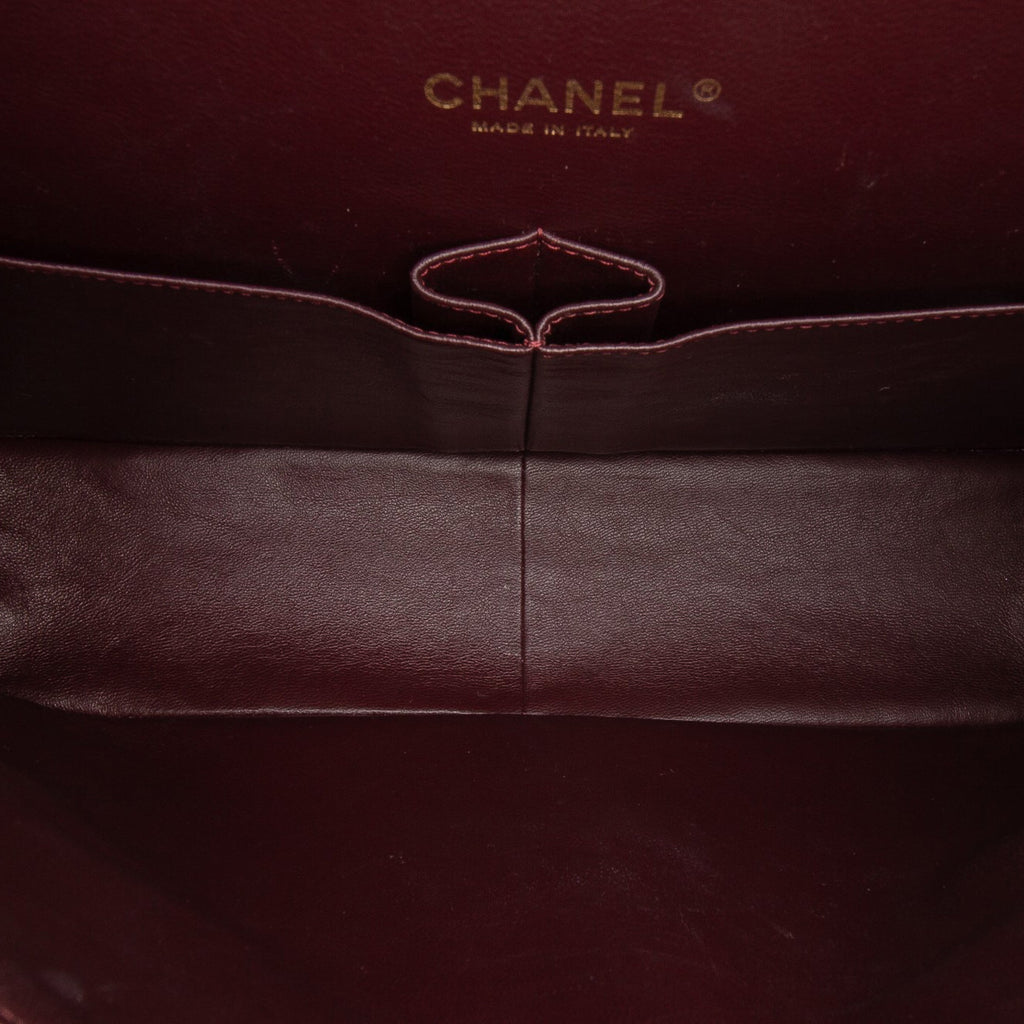 Second hand Chanel Classic Double Flap Maxi Lambskin Leather Chevron Shoulder Bag Black - Tabita Bags