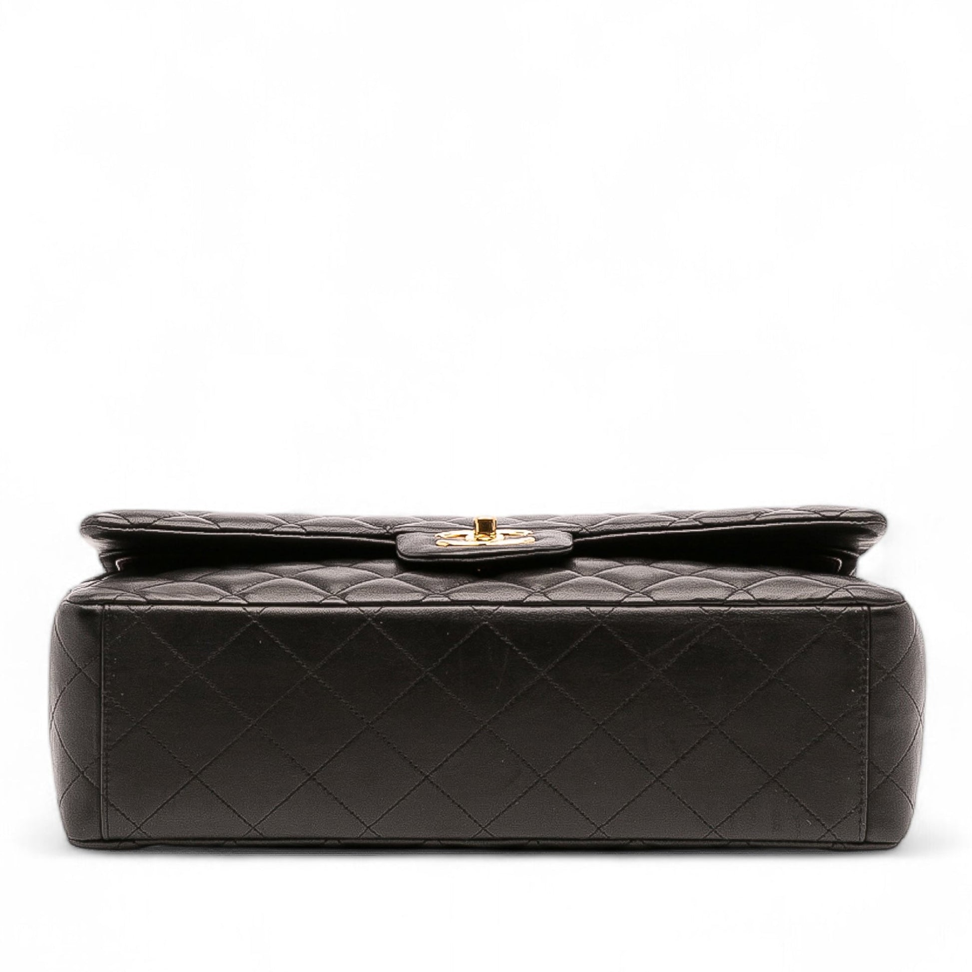 Second hand Chanel Classic Double Flap Maxi Lambskin Leather Chevron Shoulder Bag Black - Tabita Bags