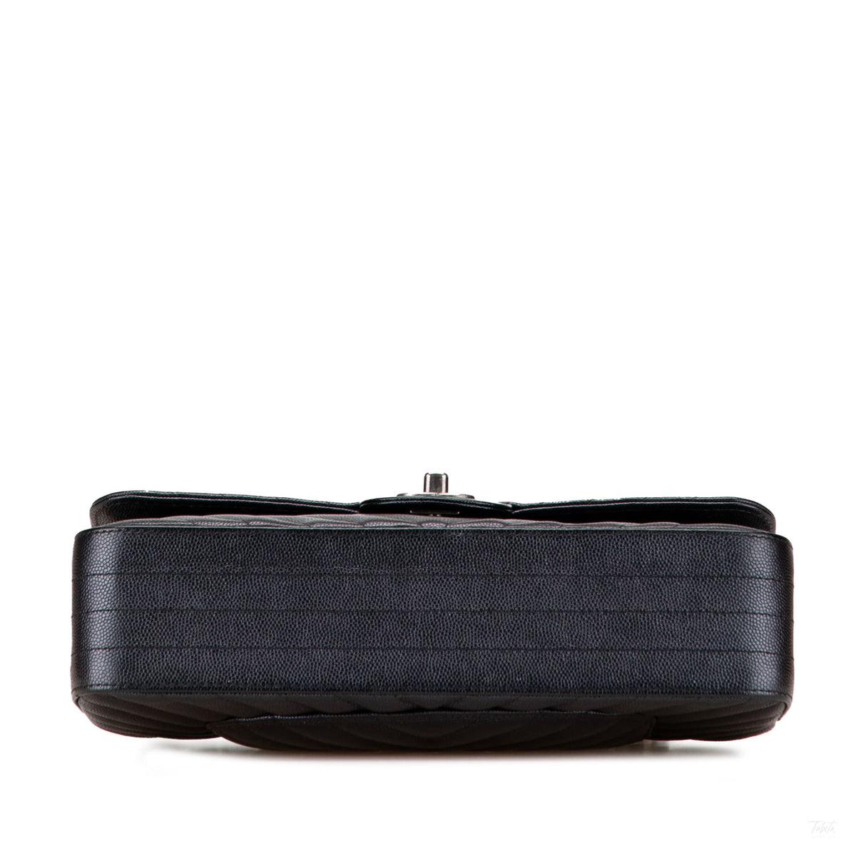 Second hand Chanel Classic Double Flap Medium Caviar Leather Chevron Shoulder Bag Black - Tabita Bags