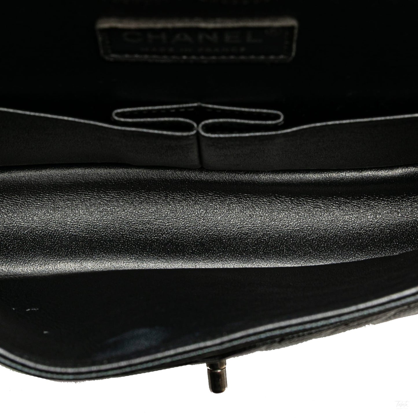 Second hand Chanel Classic Double Flap Medium Caviar Leather Chevron Shoulder Bag Black - Tabita Bags