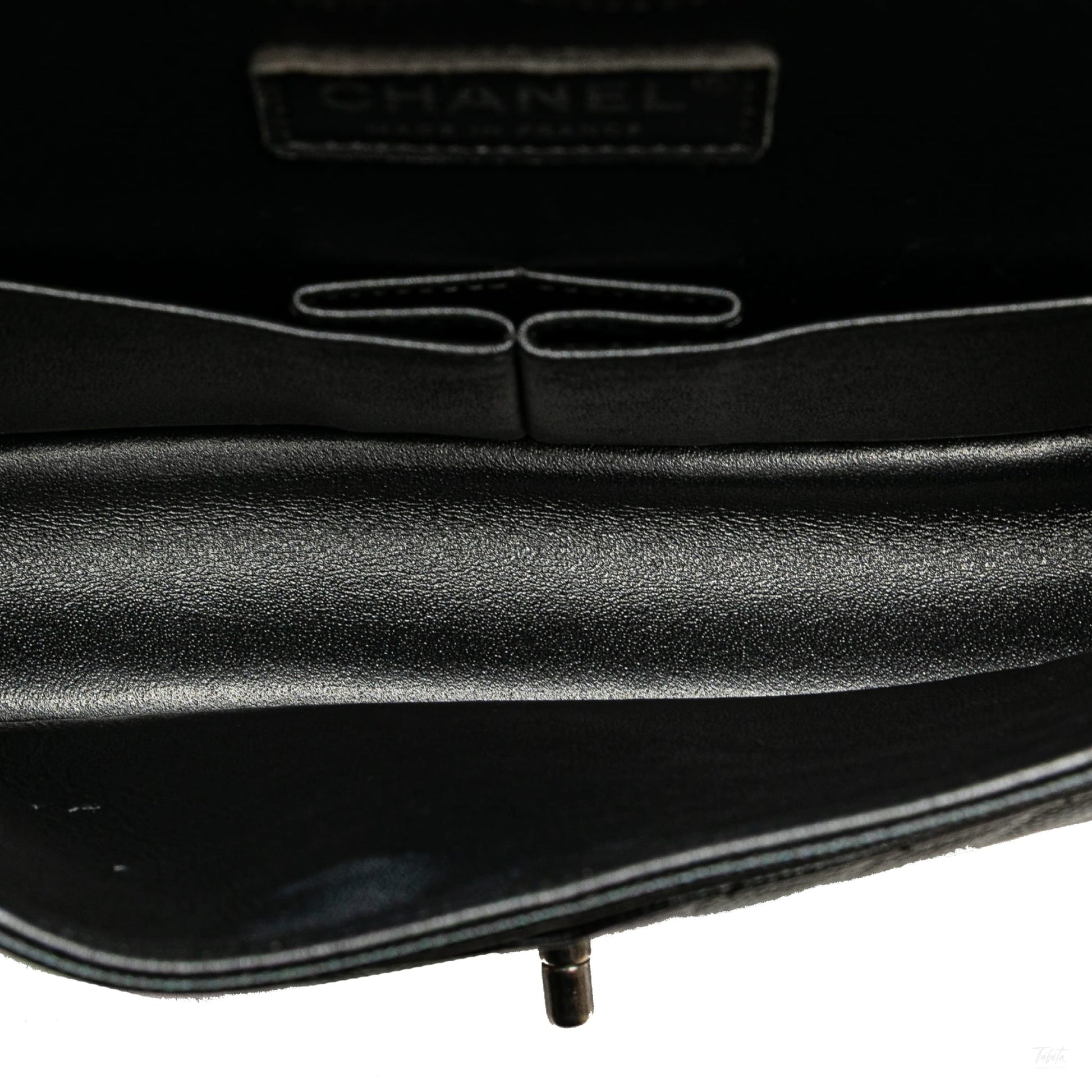 Second hand Chanel Classic Double Flap Medium Caviar Leather Chevron Shoulder Bag Black - Tabita Bags