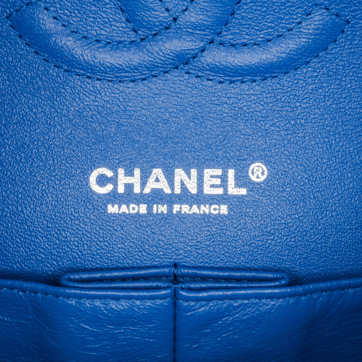 Second hand Chanel Classic Double Flap Medium Caviar Leather Chevron Shoulder Bag Blue - Tabita Bags