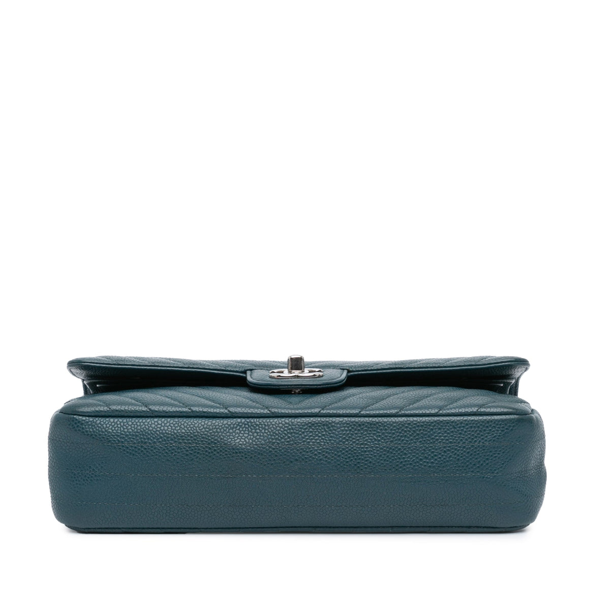 Second hand Chanel Classic Double Flap Medium Caviar Leather Chevron Shoulder Bag Blue - Tabita Bags