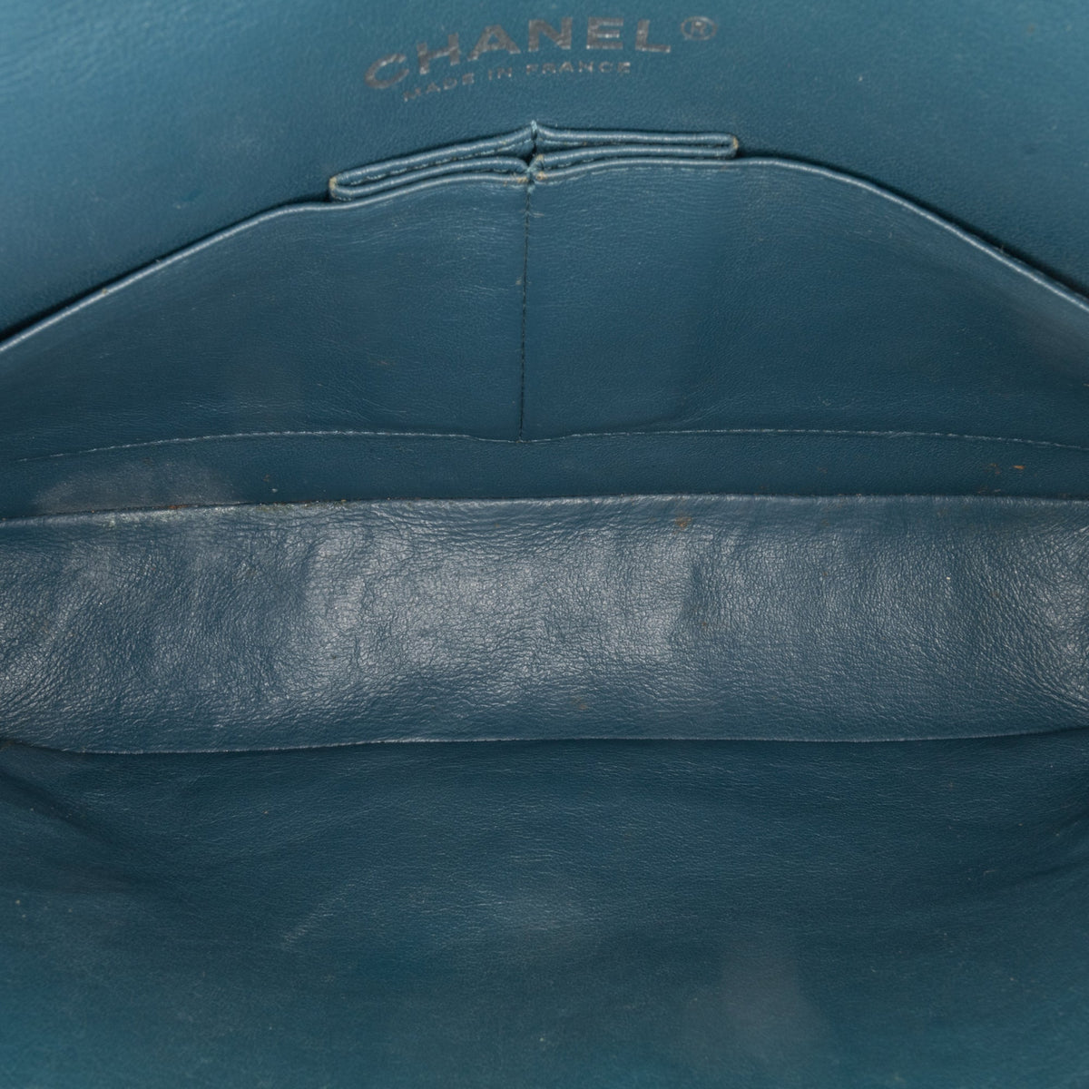 Second hand Chanel Classic Double Flap Medium Caviar Leather Chevron Shoulder Bag Blue - Tabita Bags