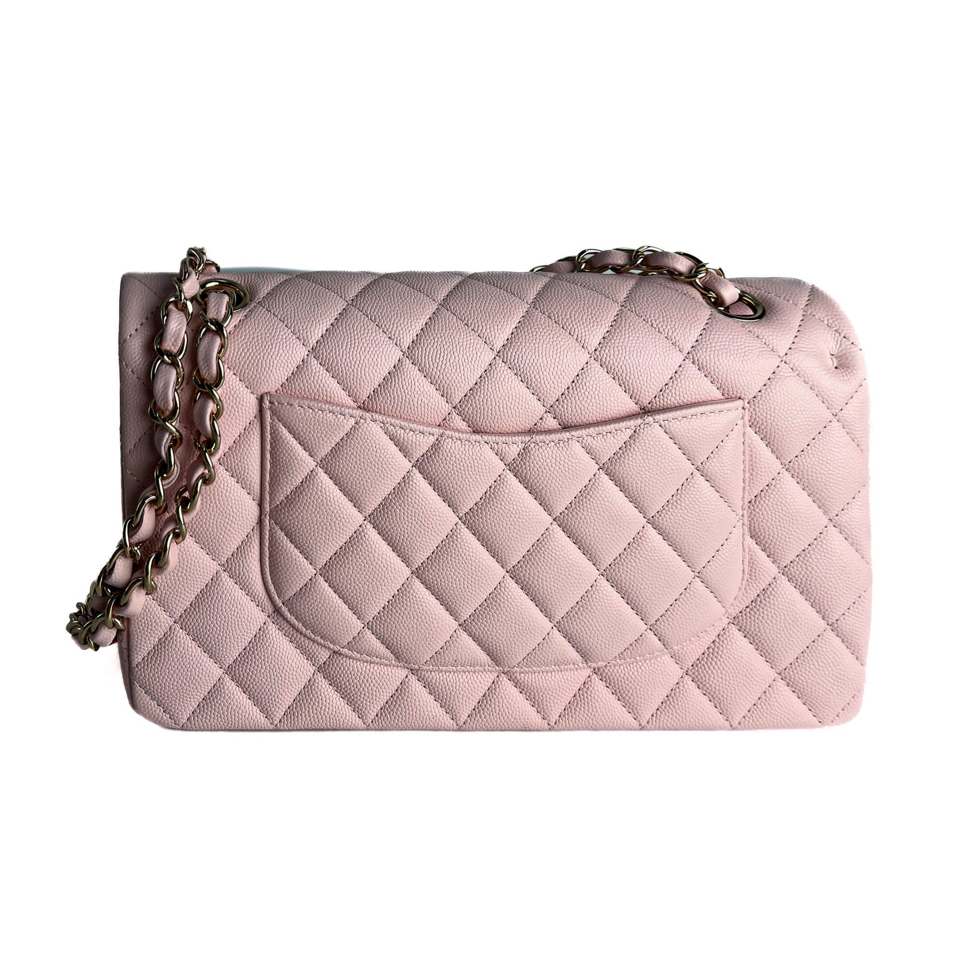 Second hand Chanel Classic Double Flap Medium Caviar Leather Matelassè Shoulder Bag 22P - Tabita Bags