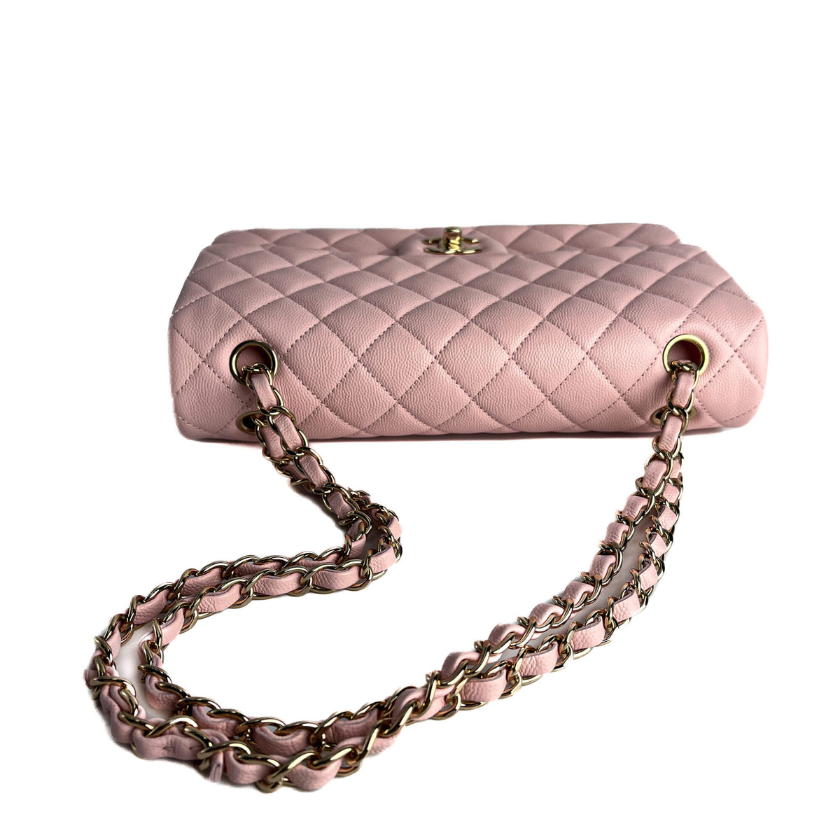 Second hand Chanel Classic Double Flap Medium Caviar Leather Matelassè Shoulder Bag 22P - Tabita Bags