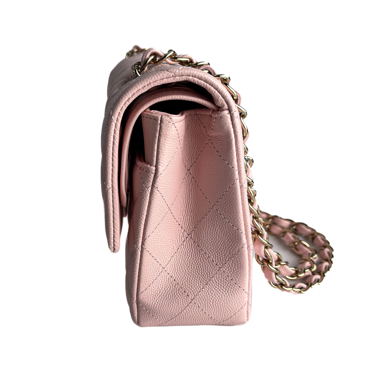 Second hand Chanel Classic Double Flap Medium Caviar Leather Matelassè Shoulder Bag 22P - Tabita Bags