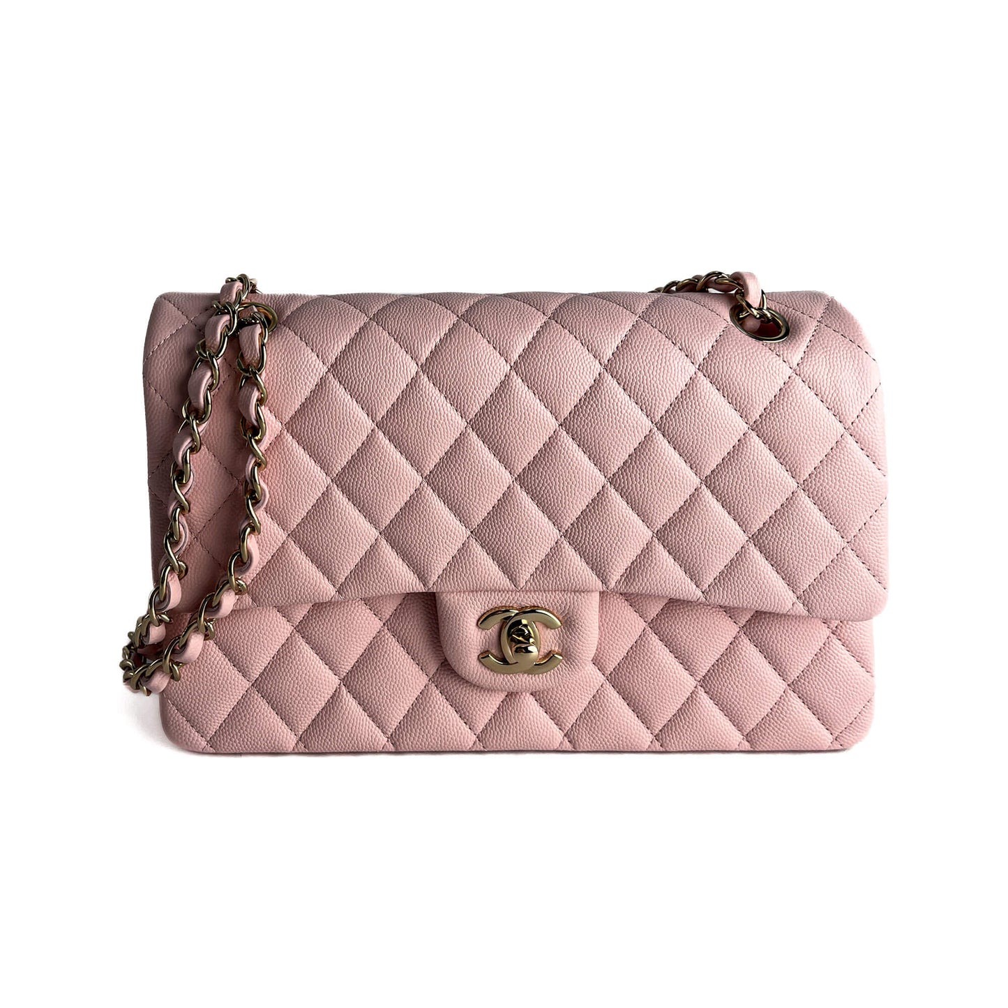 Second hand Chanel Classic Double Flap Medium Caviar Leather Matelassè Shoulder Bag 22P - Tabita Bags
