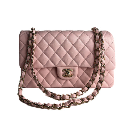 Second hand Chanel Classic Double Flap Medium Caviar Leather Matelassè Shoulder Bag 22P - Tabita Bags