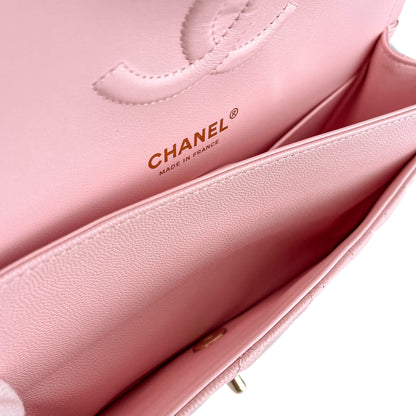 Second hand Chanel Classic Double Flap Medium Caviar Leather Matelassè Shoulder Bag 22P - Tabita Bags