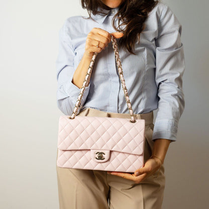 Second hand Chanel Classic Double Flap Medium Caviar Leather Matelassè Shoulder Bag 22P - Tabita Bags