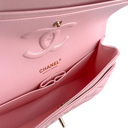 Second hand Chanel Classic Double Flap Medium Caviar Leather Matelassè Shoulder Bag 22P - Tabita Bags