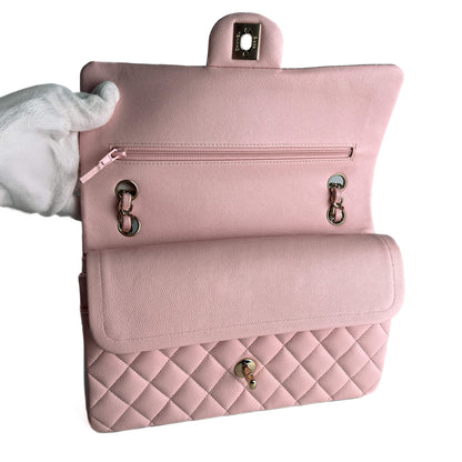 Second hand Chanel Classic Double Flap Medium Caviar Leather Matelassè Shoulder Bag 22P - Tabita Bags