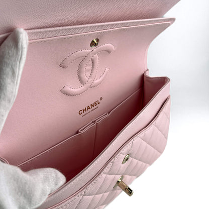 Second hand Chanel Classic Double Flap Medium Caviar Leather Matelassè Shoulder Bag 22S - Tabita Bags