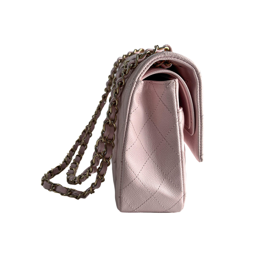 Second hand Chanel Classic Double Flap Medium Caviar Leather Matelassè Shoulder Bag 22S - Tabita Bags