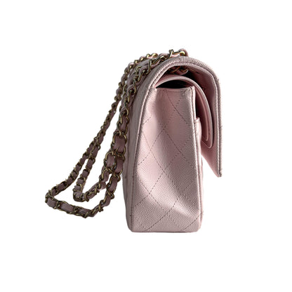 Second hand Chanel Classic Double Flap Medium Caviar Leather Matelassè Shoulder Bag 22S - Tabita Bags