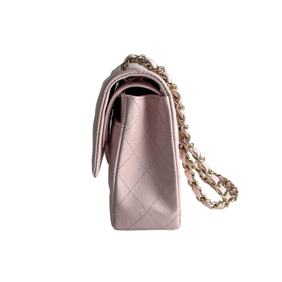 Second hand Chanel Classic Double Flap Medium Caviar Leather Matelassè Shoulder Bag 22S - Tabita Bags