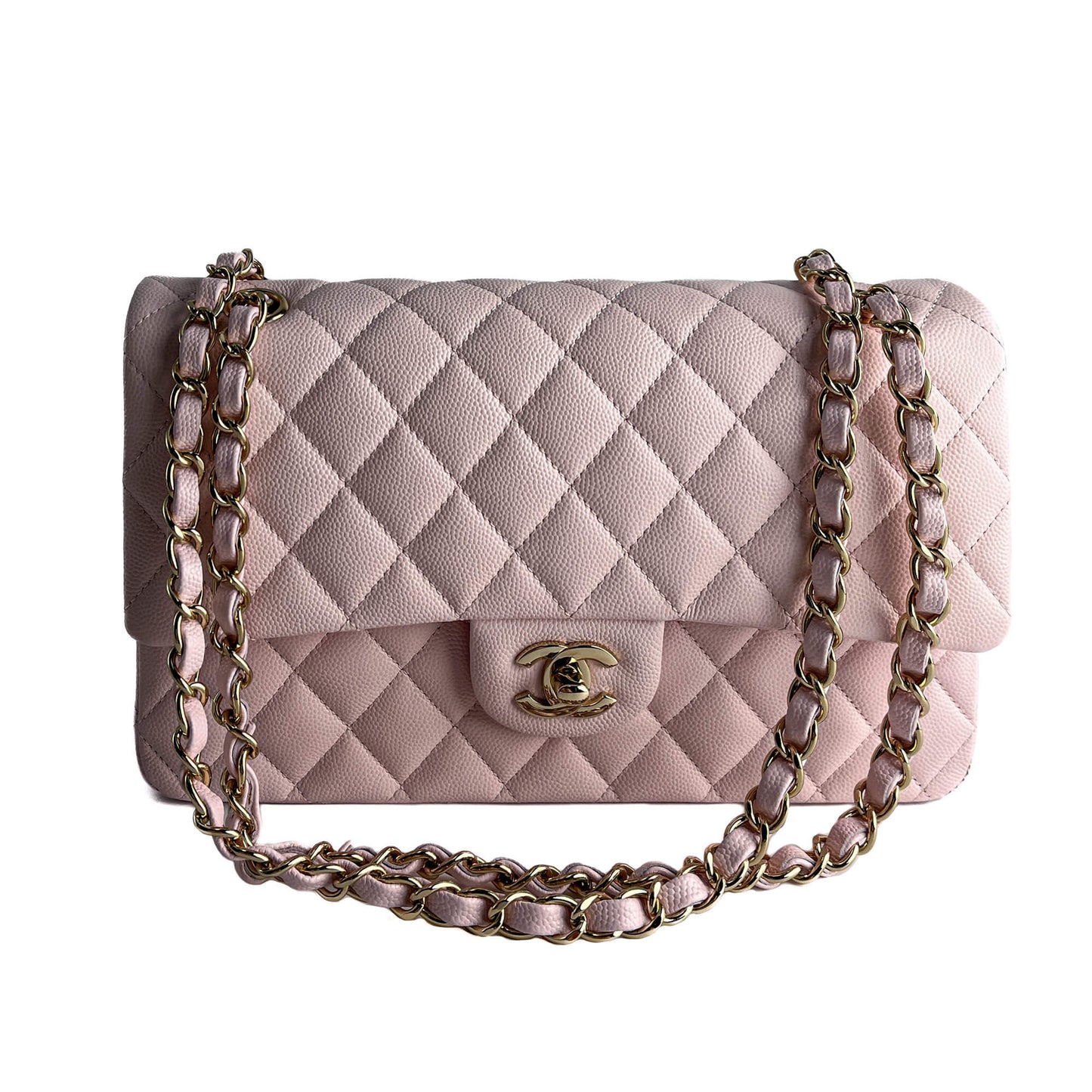 Second hand Chanel Classic Double Flap Medium Caviar Leather Matelassè Shoulder Bag 22S - Tabita Bags