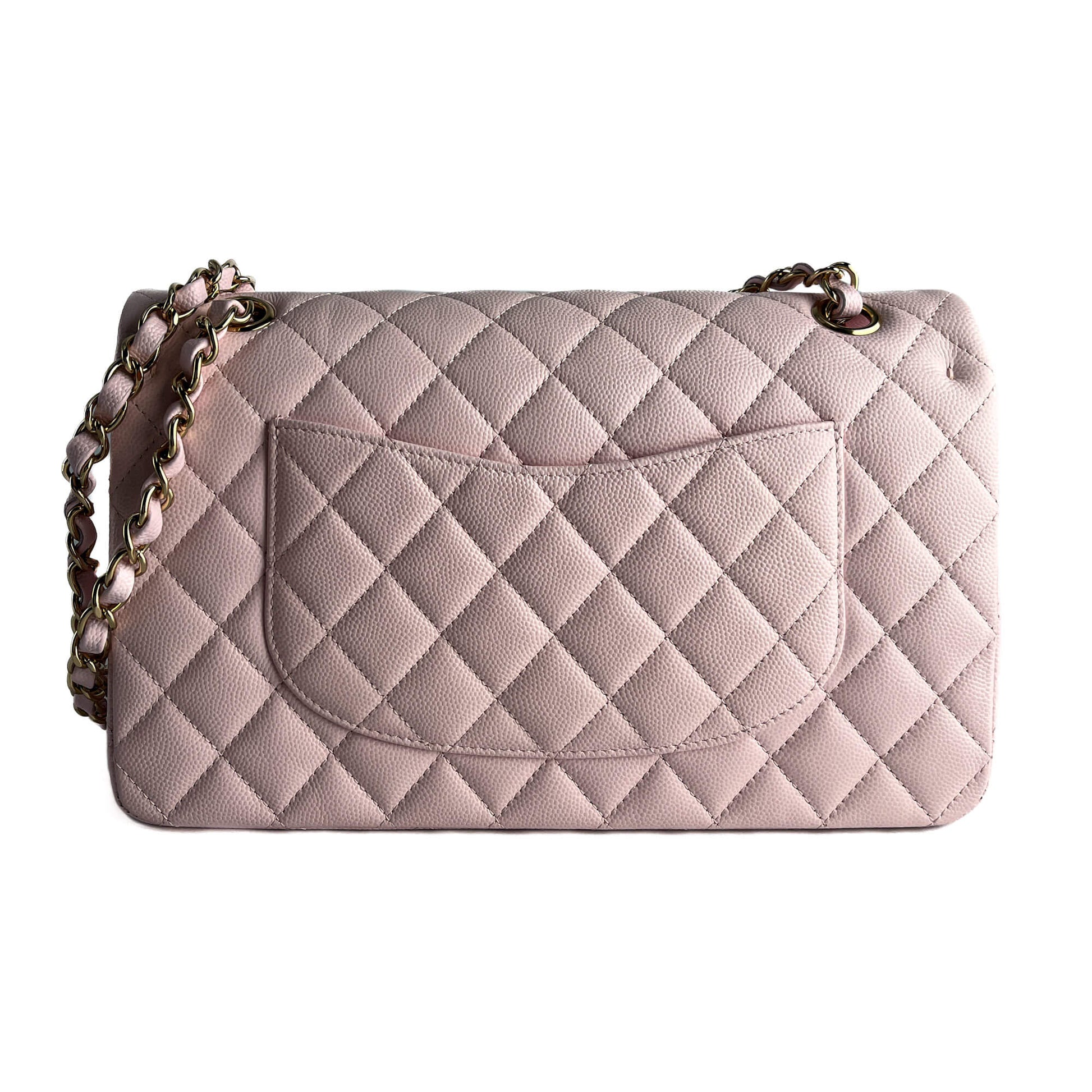 Second hand Chanel Classic Double Flap Medium Caviar Leather Matelassè Shoulder Bag 22S - Tabita Bags