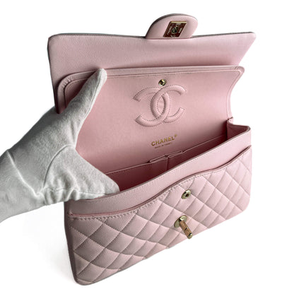 Second hand Chanel Classic Double Flap Medium Caviar Leather Matelassè Shoulder Bag 22S - Tabita Bags