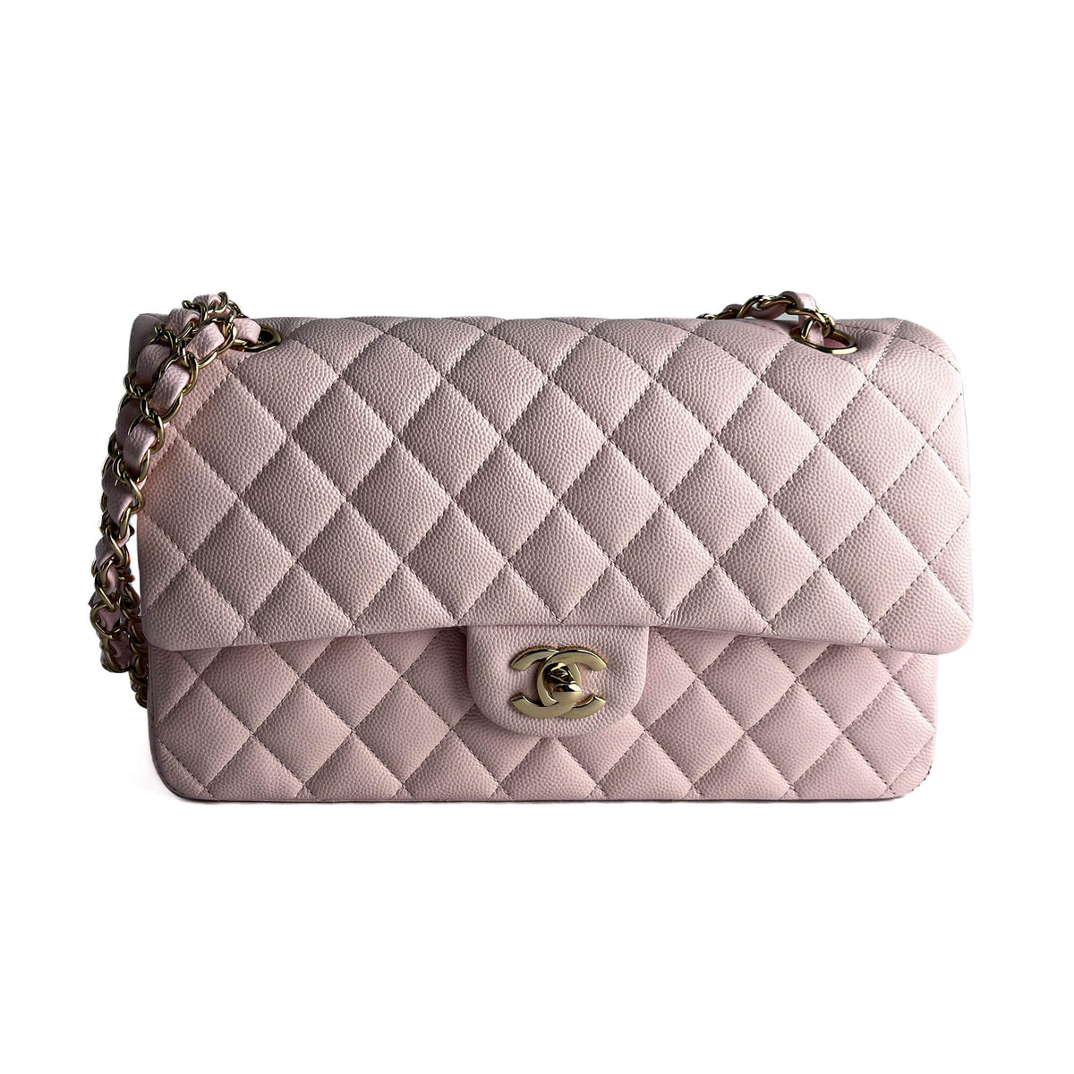 Second hand Chanel Classic Double Flap Medium Caviar Leather Matelassè Shoulder Bag 22S - Tabita Bags