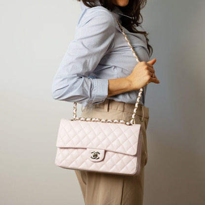 Second hand Chanel Classic Double Flap Medium Caviar Leather Matelassè Shoulder Bag 22S - Tabita Bags