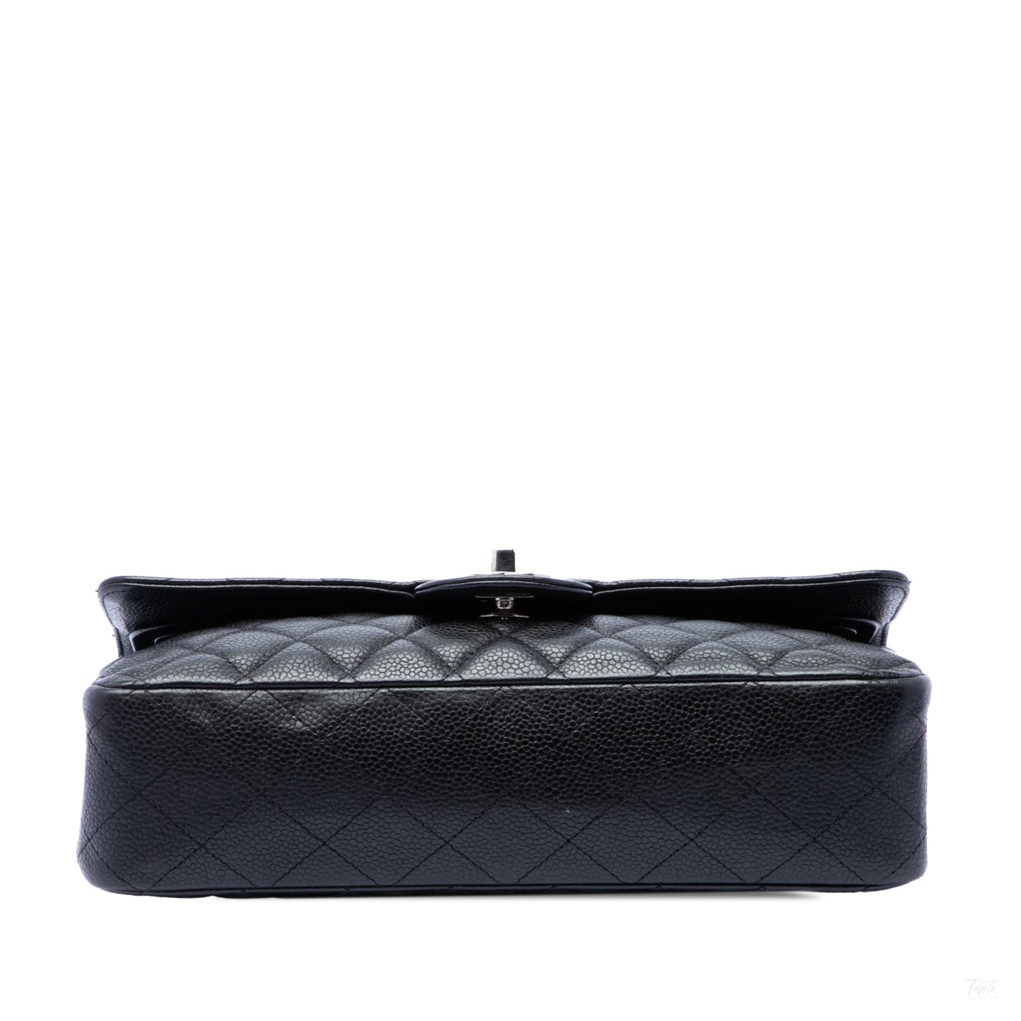 Second hand Chanel Classic Double Flap Medium Caviar Leather Matelassè Shoulder Bag Black - Tabita Bags