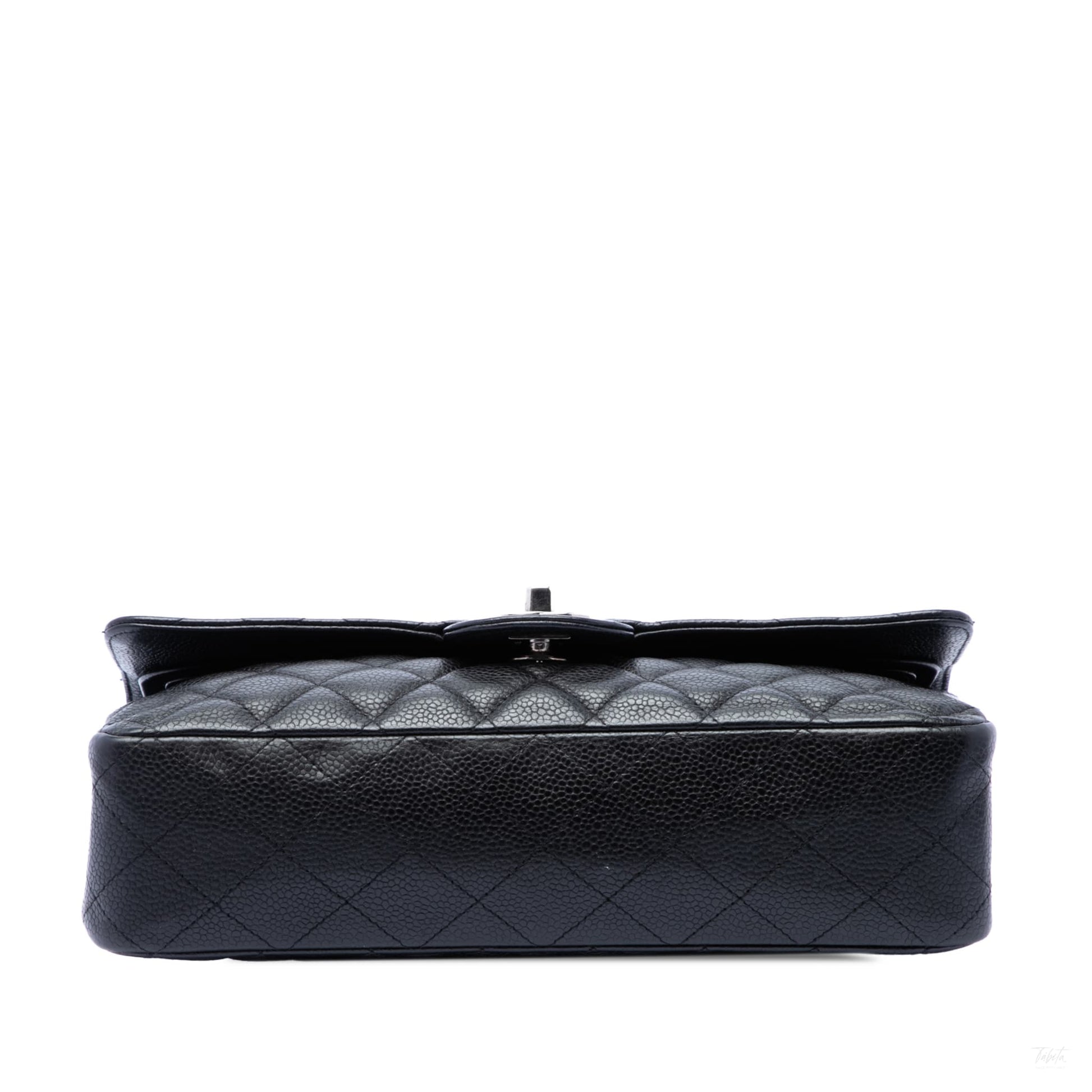 Second hand Chanel Classic Double Flap Medium Caviar Leather Matelassè Shoulder Bag Black - Tabita Bags