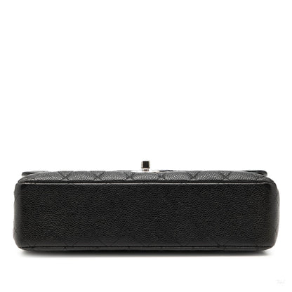 Second hand Chanel Classic Double Flap Medium Caviar Leather Matelassè Shoulder Bag Black - Tabita Bags