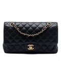 Second hand Chanel Classic Double Flap Medium Caviar Leather Matelassè Shoulder Bag Black - Tabita Bags