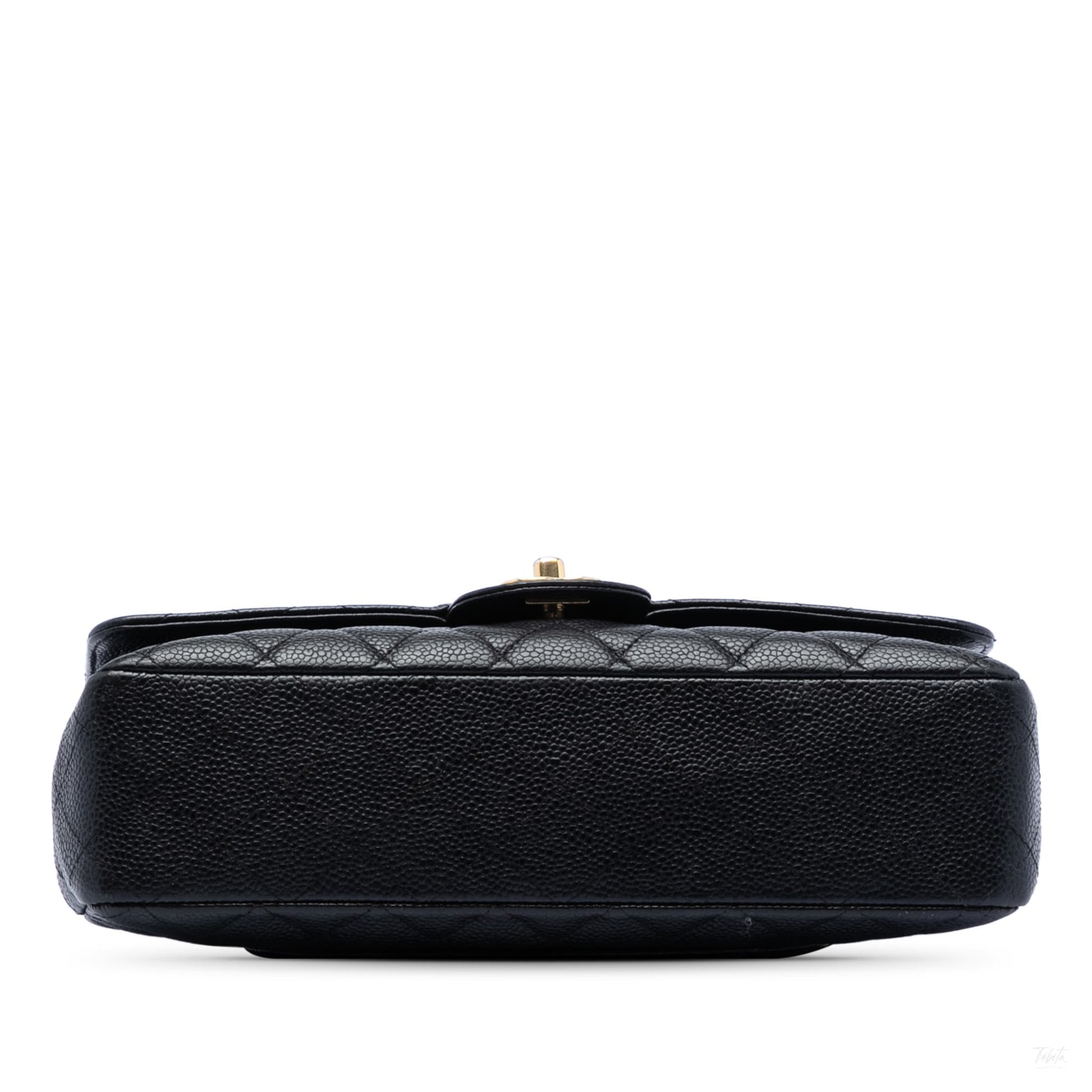 Second hand Chanel Classic Double Flap Medium Caviar Leather Matelassè Shoulder Bag Black - Tabita Bags