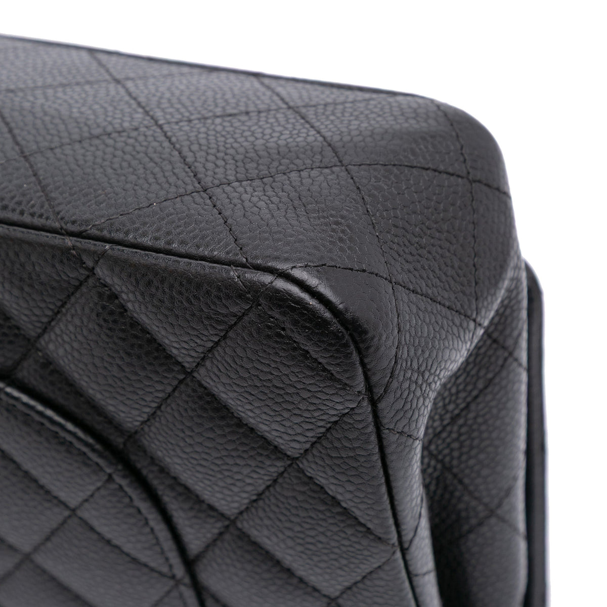 Second hand Chanel Classic Double Flap Medium Caviar Leather Matelassè Shoulder Bag Black - Tabita Bags