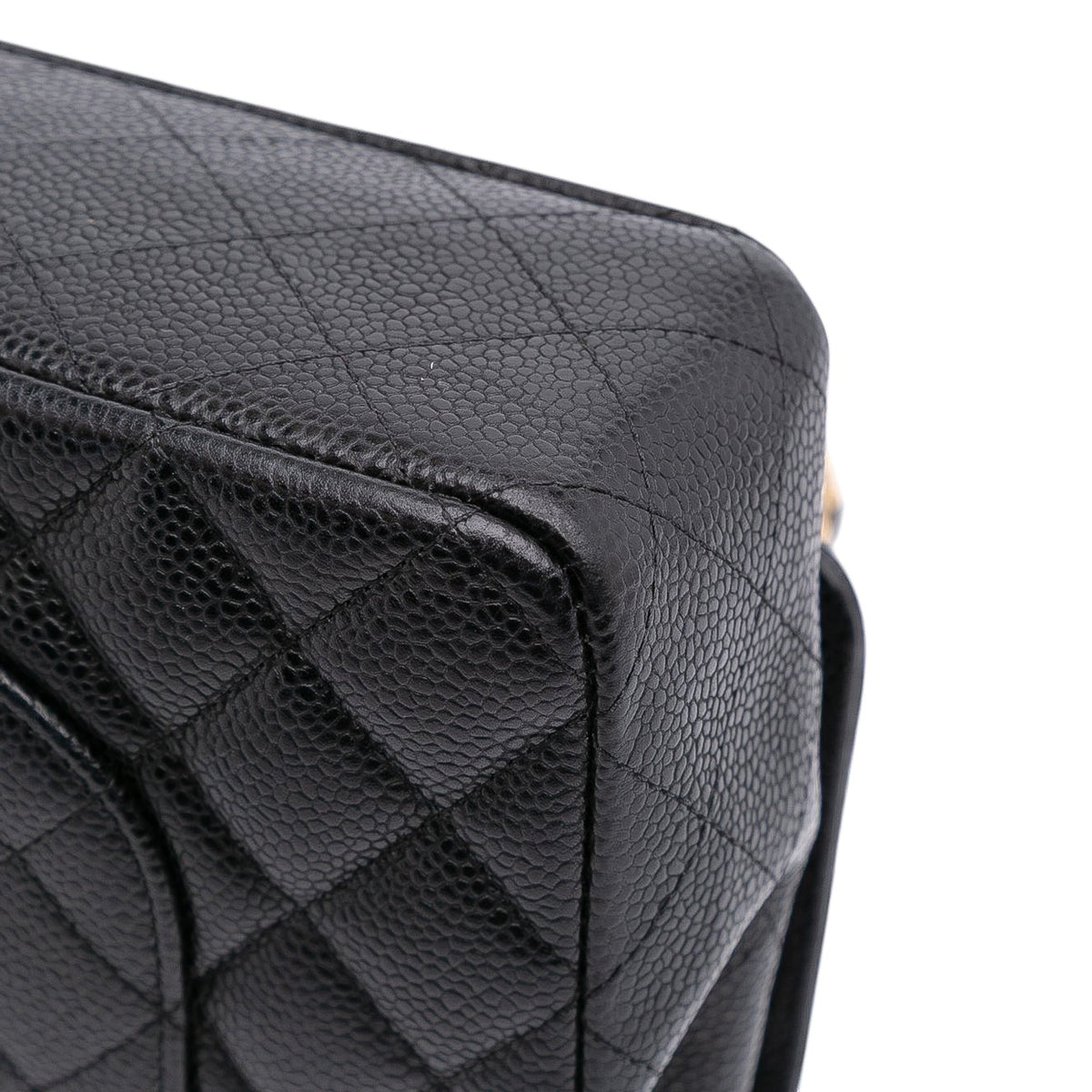 Second hand Chanel Classic Double Flap Medium Caviar Leather Matelassè Shoulder Bag Black - Tabita Bags