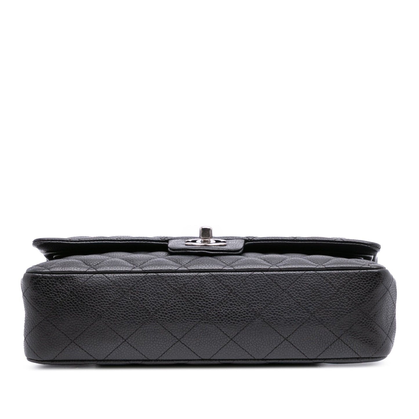 Second hand Chanel Classic Double Flap Medium Caviar Leather Matelassè Shoulder Bag Black - Tabita Bags