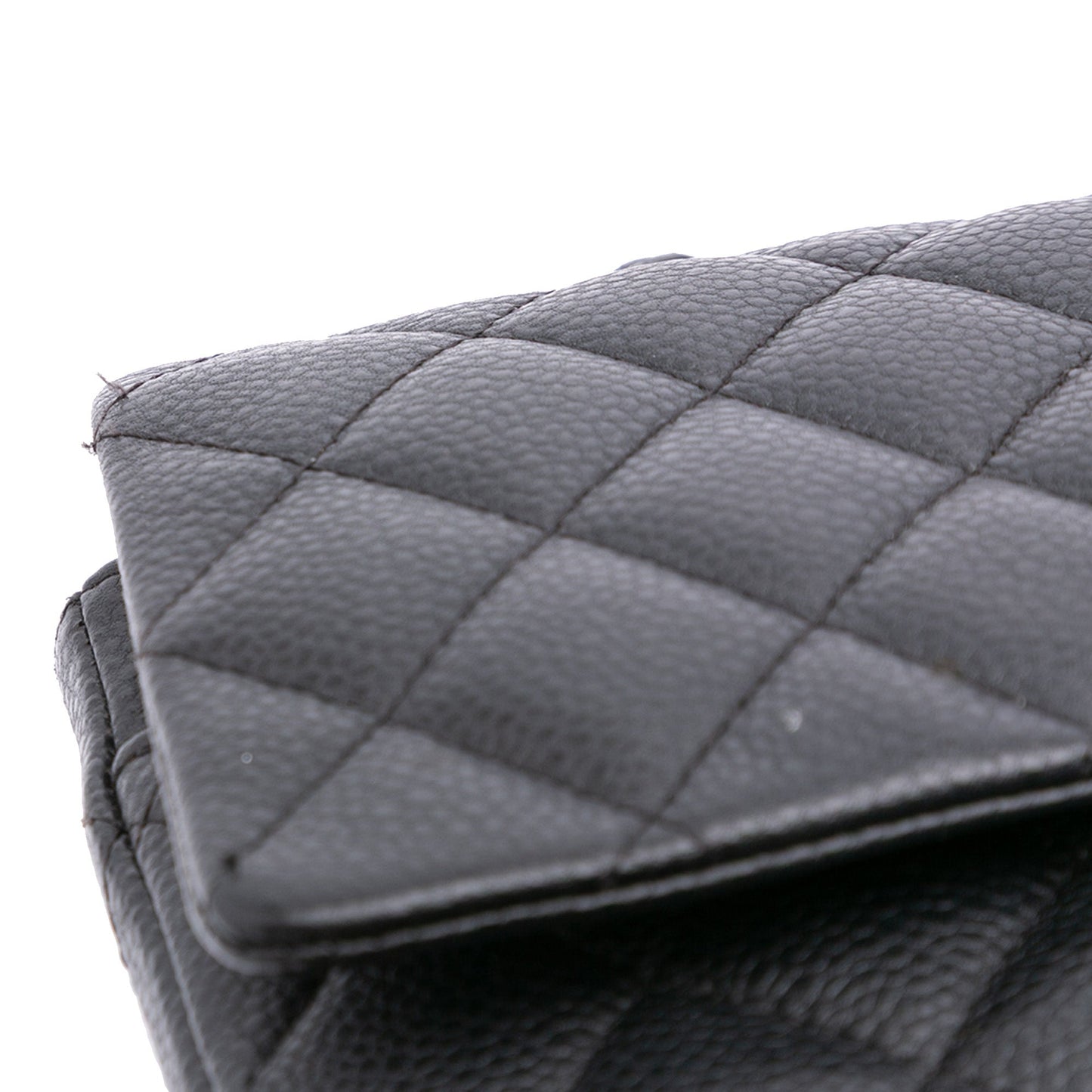 Second hand Chanel Classic Double Flap Medium Caviar Leather Matelassè Shoulder Bag Black - Tabita Bags